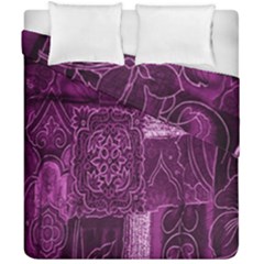 Purple Background Patchwork Flowers Duvet Cover Double Side (california King Size) by BangZart