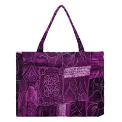 Purple Background Patchwork Flowers Medium Tote Bag by BangZart