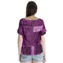 Purple Background Patchwork Flowers Flutter Sleeve Top View2