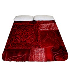 Red Background Patchwork Flowers Fitted Sheet (king Size) by BangZart