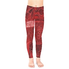 Red Background Patchwork Flowers Kids  Legging by BangZart