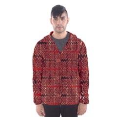 Rust Red Zig Zag Pattern Hooded Wind Breaker (men)