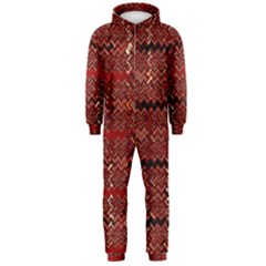 Rust Red Zig Zag Pattern Hooded Jumpsuit (men)  by BangZart