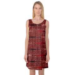 Rust Red Zig Zag Pattern Sleeveless Satin Nightdress by BangZart