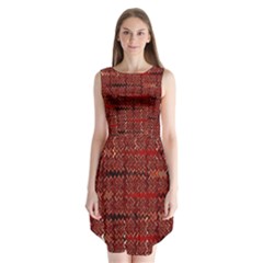 Rust Red Zig Zag Pattern Sleeveless Chiffon Dress   by BangZart