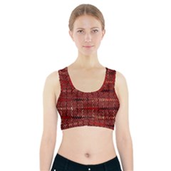 Rust Red Zig Zag Pattern Sports Bra With Pocket