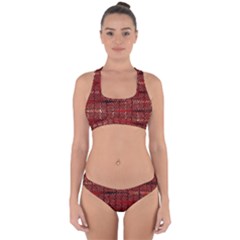 Rust Red Zig Zag Pattern Cross Back Hipster Bikini Set