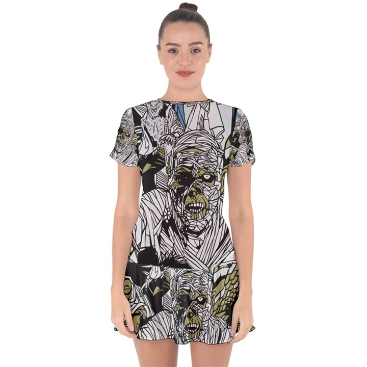 The Monster Squad Drop Hem Mini Chiffon Dress