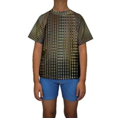 Background Colors Of Green And Gold In A Wave Form Kids  Short Sleeve Swimwear by BangZart