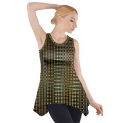 Background Colors Of Green And Gold In A Wave Form Side Drop Tank Tunic by BangZart