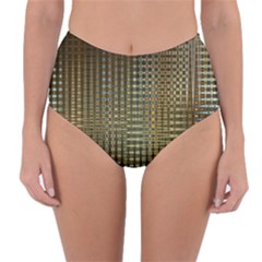 Background Colors Of Green And Gold In A Wave Form Reversible High-waist Bikini Bottoms by BangZart