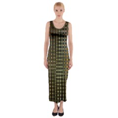 Background Colors Of Green And Gold In A Wave Form Fitted Maxi Dress by BangZart