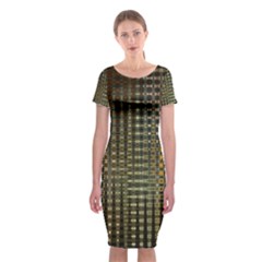 Background Colors Of Green And Gold In A Wave Form Classic Short Sleeve Midi Dress by BangZart