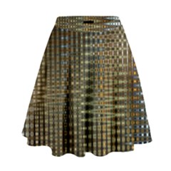 Background Colors Of Green And Gold In A Wave Form High Waist Skirt