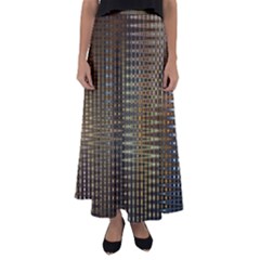 Background Colors Of Green And Gold In A Wave Form Flared Maxi Skirt