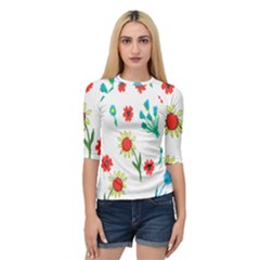 Flowers Fabric Design Quarter Sleeve Tee