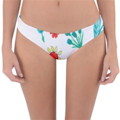 Flowers Fabric Design Reversible Hipster Bikini Bottoms