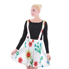 Flowers Fabric Design Suspender Skater Skirt