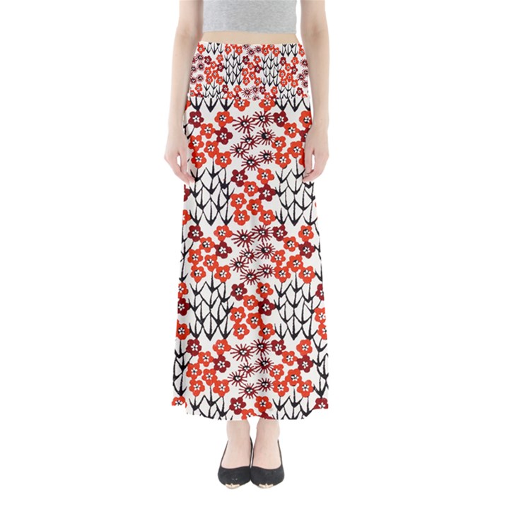 Simple Japanese Patterns Full Length Maxi Skirt