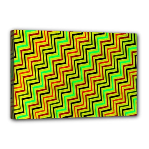 Green Red Brown Zig Zag Background Canvas 18  X 12  by BangZart