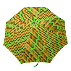 Green Red Brown Zig Zag Background Folding Umbrellas by BangZart