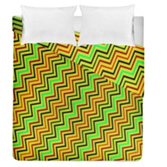 Green Red Brown Zig Zag Background Duvet Cover Double Side (queen Size) by BangZart