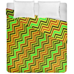 Green Red Brown Zig Zag Background Duvet Cover Double Side (california King Size) by BangZart