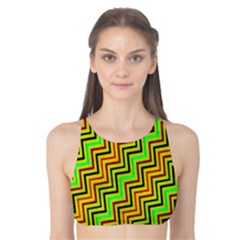 Green Red Brown Zig Zag Background Tank Bikini Top by BangZart