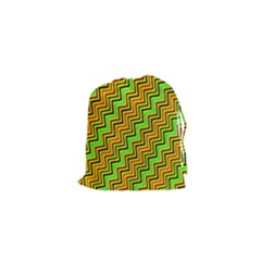 Green Red Brown Zig Zag Background Drawstring Pouches (xs)  by BangZart