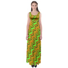 Green Red Brown Zig Zag Background Empire Waist Maxi Dress by BangZart