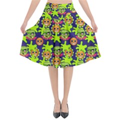 Smiley Monster Flared Midi Skirt by BangZart