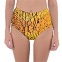 Yellow Chevron Zigzag Pattern Reversible High-Waist Bikini Bottoms View1