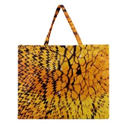 Yellow Chevron Zigzag Pattern Zipper Large Tote Bag