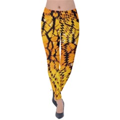 Yellow Chevron Zigzag Pattern Velvet Leggings