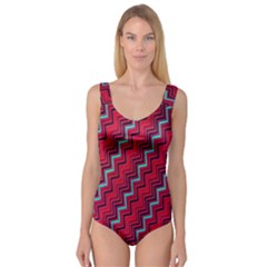 Red Turquoise Black Zig Zag Background Princess Tank Leotard  by BangZart