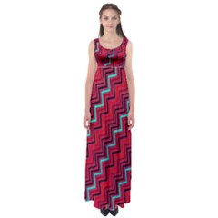 Red Turquoise Black Zig Zag Background Empire Waist Maxi Dress by BangZart