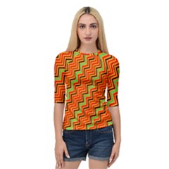 Orange Turquoise Red Zig Zag Background Quarter Sleeve Tee