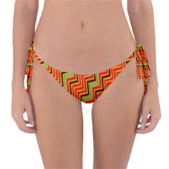 Orange Turquoise Red Zig Zag Background Reversible Bikini Bottom