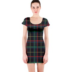 Tartan Plaid Pattern Short Sleeve Bodycon Dress by BangZart