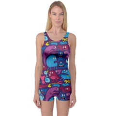 Hipster Pattern Animals And Tokyo One Piece Boyleg Swimsuit by BangZart