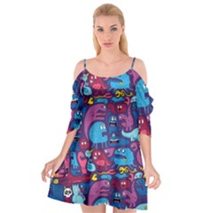 Hipster Pattern Animals And Tokyo Cutout Spaghetti Strap Chiffon Dress