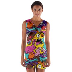 Monster Patterns Wrap Front Bodycon Dress by BangZart