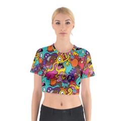 Monster Patterns Cotton Crop Top by BangZart