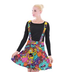 Monster Patterns Suspender Skater Skirt by BangZart