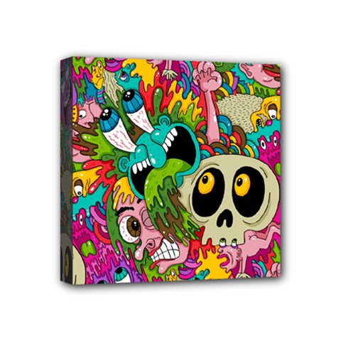 Crazy Illustrations & Funky Monster Pattern Mini Canvas 4  X 4  by BangZart