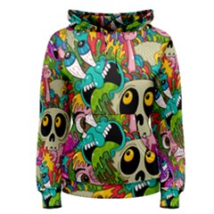 Crazy Illustrations & Funky Monster Pattern Women s Pullover Hoodie by BangZart