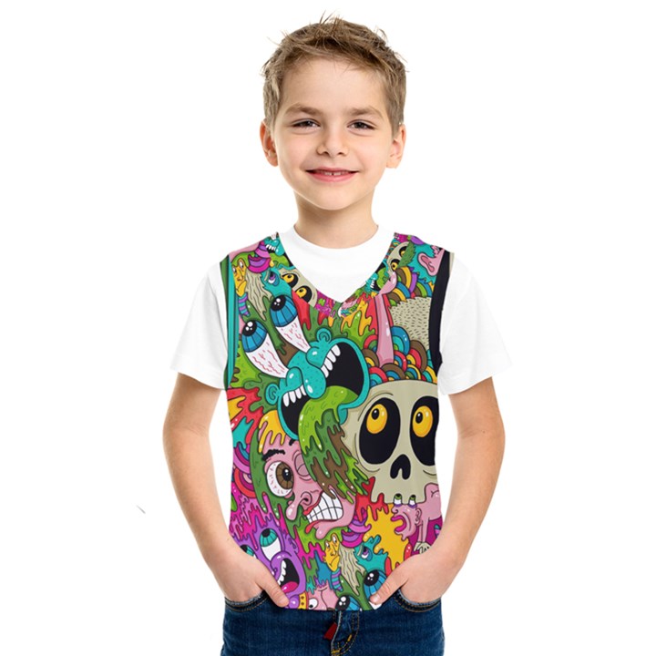 Crazy Illustrations & Funky Monster Pattern Kids  SportsWear