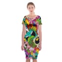 Crazy Illustrations & Funky Monster Pattern Classic Short Sleeve Midi Dress View1