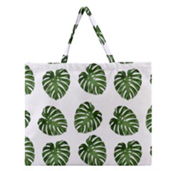 Leaf Pattern Seamless Background Zipper Large Tote Bag by BangZart