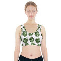 Leaf Pattern Seamless Background Sports Bra With Pocket